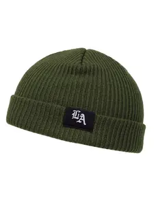 Unisex Gothic La Knit Beanie Hat, Adjustable Sun Protection Cap for Outdoor Travel Beach Vacation, Casual Fitted Letter Design Beanies