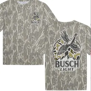 Busch Light Hunting Camo T-Shirt, Outdoor Lifestyle Graphic Tee, Fishing Camping Outfit, Casual Streetwear Style