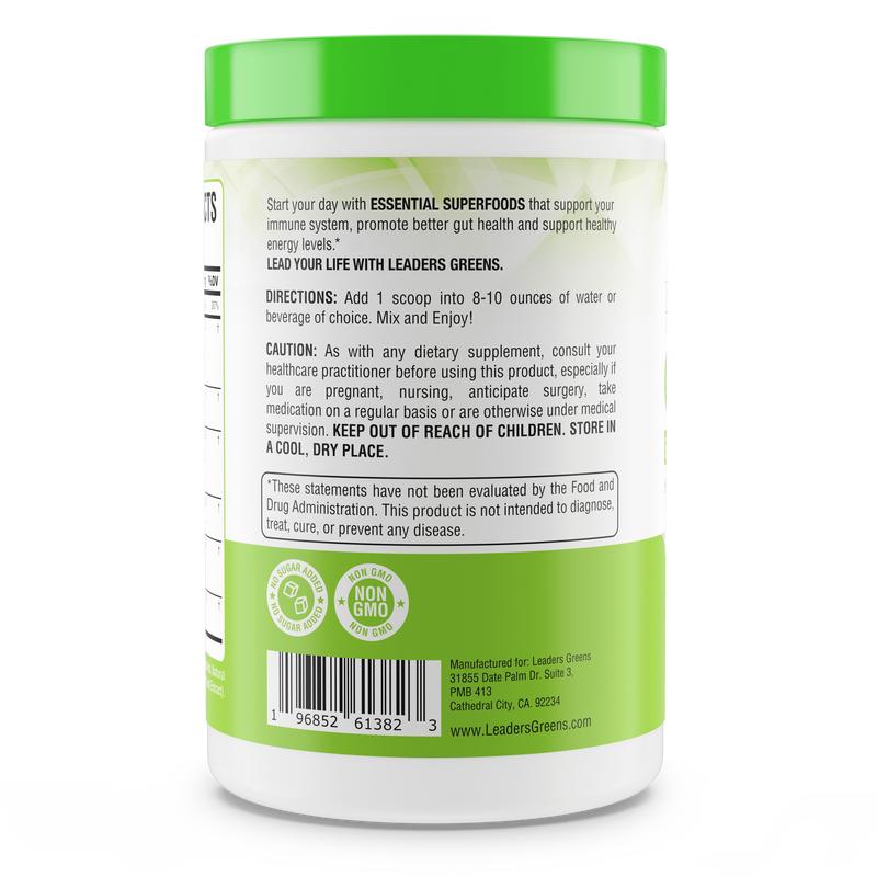 Leaders Greens Super Foods Powder for Bloating, Digestion & Energy