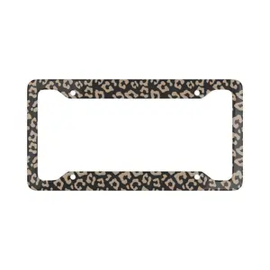 Leopard Print License Plate Frame, US Standard, Wild Animal Pattern, Stylish and Unique Car Decor, Perfect for Fashion Lovers