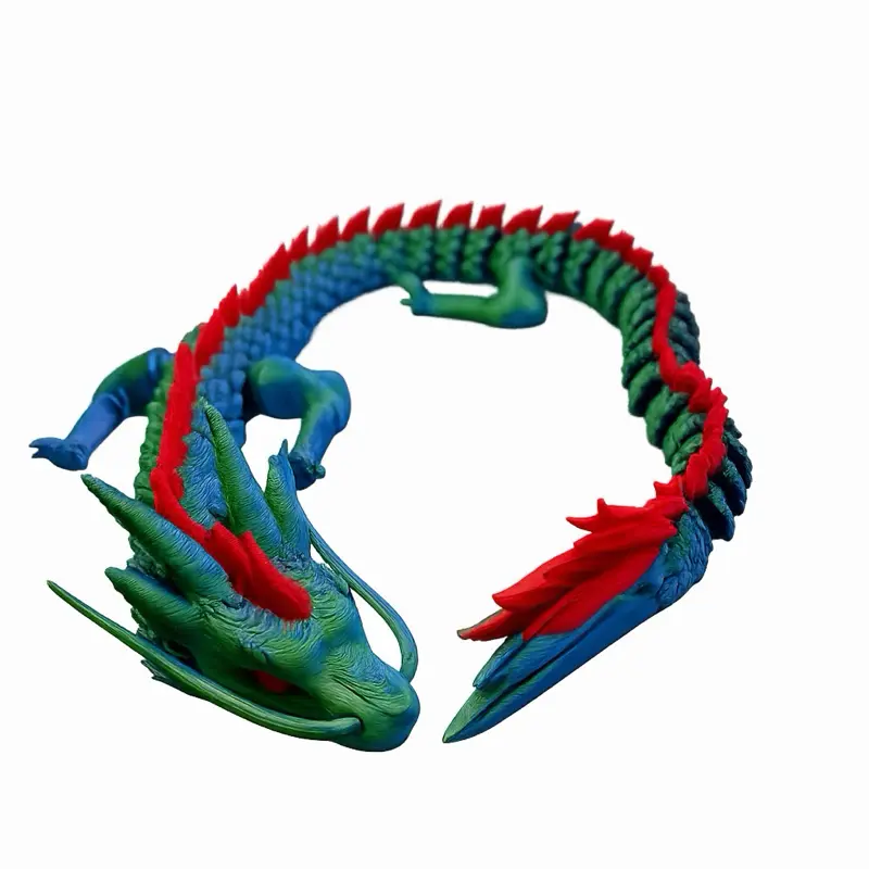 Articulated Chinese Dragon Flexi Toy | 3D Printed Fidget Dragon | Colorful Poseable Dragon Collectible | Desk Toy & Gift