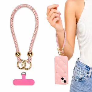 SENYOSON Crystal Phone Lanyard Rhinestone CellPhone Strap Phone Wrist Strap Compatible for iPhone Android Smartphones-Pink,Black Gray,Purple,Gold