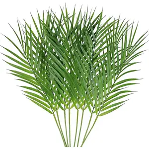 Artificial Areca Palm Leaves, 8 count Faux Tropical Palm Tree Leaves Stems for Floral Arrangement, Hawaiian Luau, Jungle Beach Wedding Party Decor, 28 Inches Tall