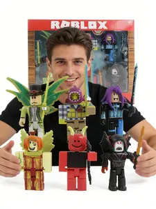 Complete Doll Set Made of Durable Abs Plastic, Includes 6 Famous Game Characters, High-Quality Painted Models, Perfect for Kids' Imaginary Play