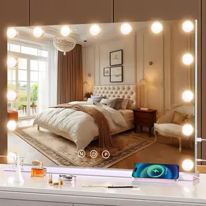 Makeup Mirror with Lights, Light Up Mirror with   3 Colors Dimmable, Memory Function