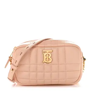 Pre-owned BURBERRY Quilted Lambskin Shoulder Bags Lambskin Quilted Mini Lola Camera Bag Peach Pink