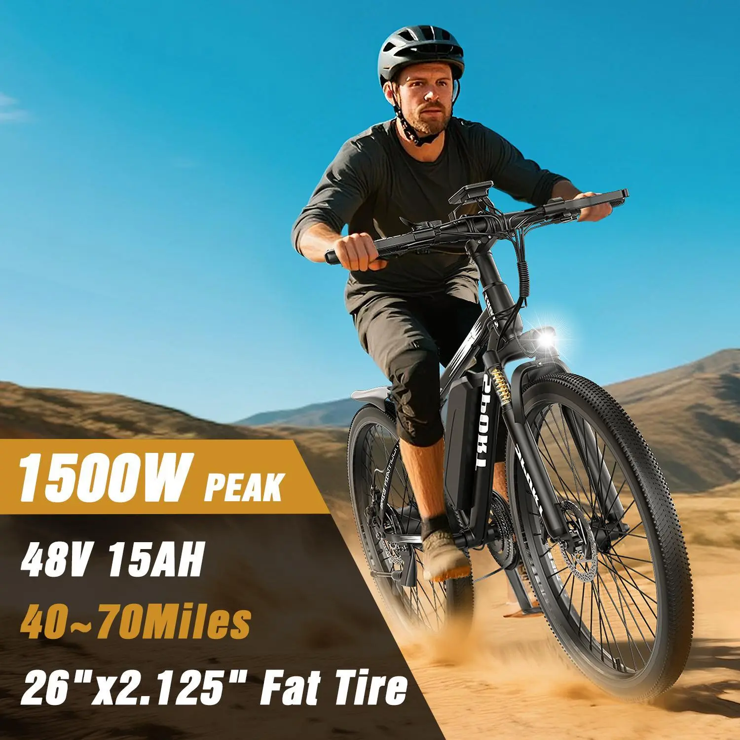 Pikabike G26 Step-Over Lightweight Frame Electric Mountain Bike for Adults - 21-Speed Gear, 1500W Brushless Motor (Peak 30MPH), 720Wh Removable Battery, 26X2.1 Tire, 40-70 Mi Pedal-Assist Range