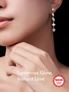 Elegant 925 Silver Moissanite Dangle Earrings, Hypoallergenic Screw Backs, Luxurious 18k Gold Plating, Perfect Gift for Women