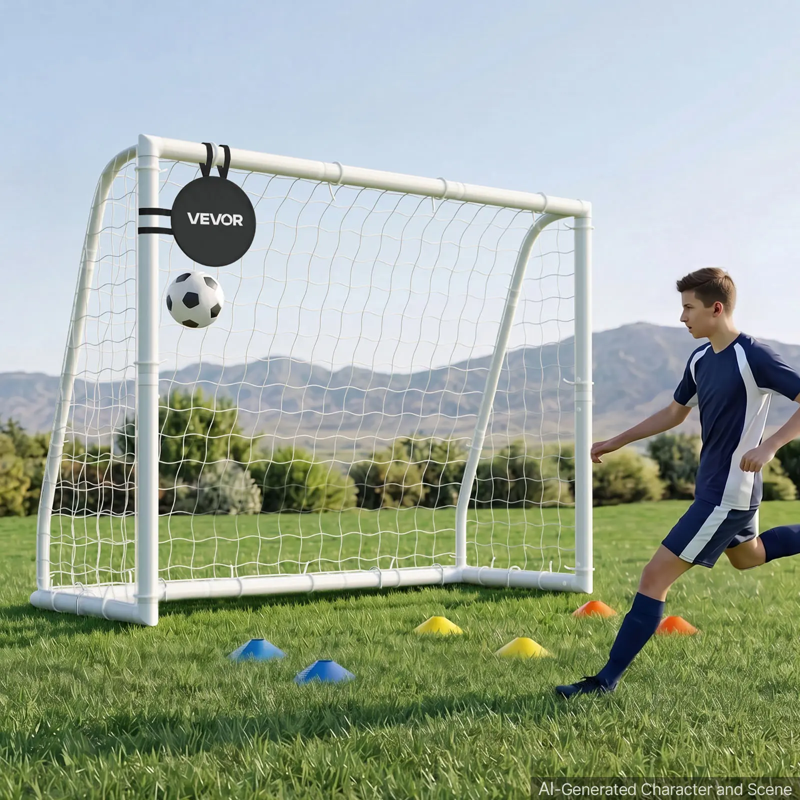 VEVOR Portable Soccer Goal - 8x6 FT Outdoor Soccer Equipment Set, Durable PVC Frame, PE Net, Weatherproof for Youth Training & Backyard Play#BacktoSchool