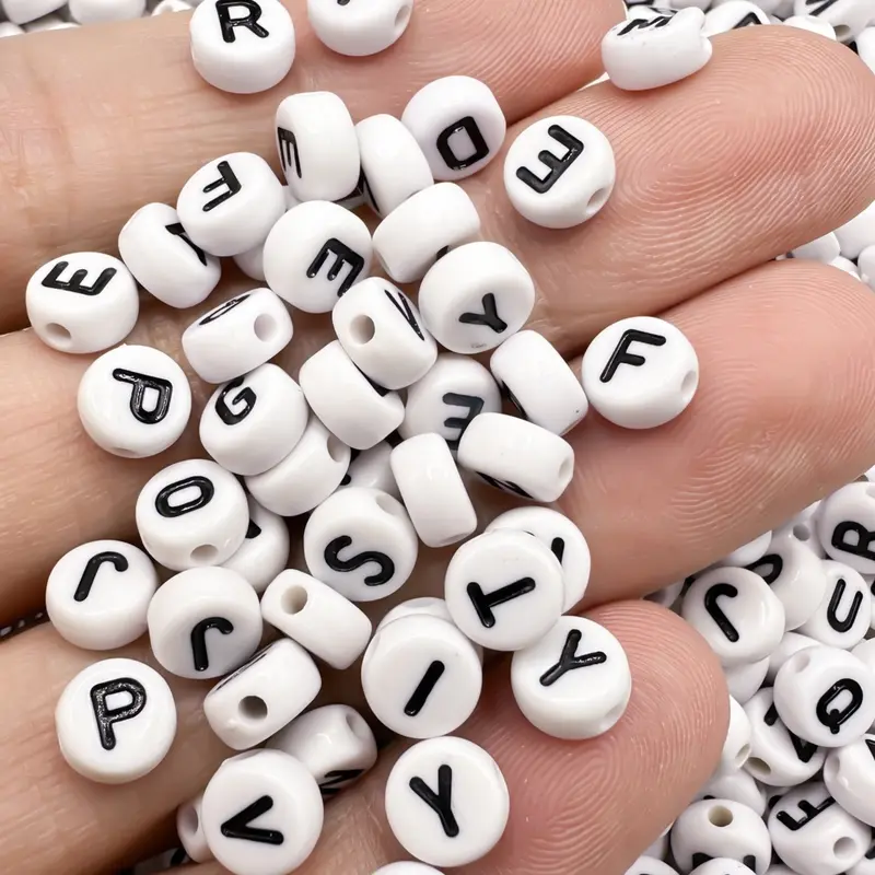 Customizable Letter Bead Set for Jewelry Making 100/200/500 Pieces, DIY Mix Beads, Diy Beads Assortment, DIY Beading Accessories, Beading Supplies, Perfect Artisan Craft Materials for Name Bracelets & Necklaces, Ideal for Women