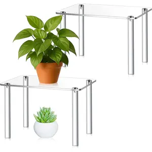 1 count 12 Inch  Risers Display Stands Rectangular 4-   Stand, 6mm Thick Clear Shelf Riser Display Stands for Decor Collectibles Figures and Item Photography