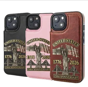 Wallet independence Day Phone Case，250th Anniversary - Personalized Wallet Phone Case， PU Leather Magnetic ，Closure Shockproof Flip Cover Phone Case For 17 16 15 14 13 12 11 X XS AIR PRO PLUS MAX AIR Phone Case #YJPBKJNR1