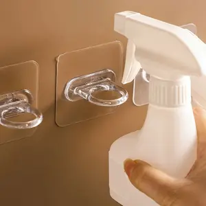 10 Pcs Clear Plastic Adhesive Hooks for Wall Mounted Curtain Rods and Lotion Dispensers - Easy To Install and Convenient Storage Rack