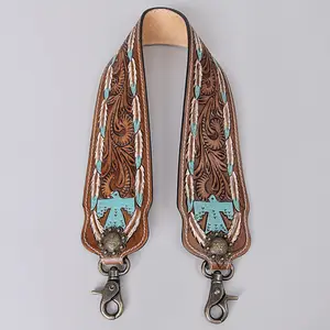 American Darling Hand Tooled Genuine Leather Crossbody Handle Strap for Bags Phone Wallet Purse Clutch