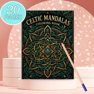 1pc Adult Coloring Book with 20 Pages of Celtic Mandala Designs, Unique Designs, Creative Doodle Art for Relaxation and Social Gatherings, Vibrant Illustrations for Stress Relief