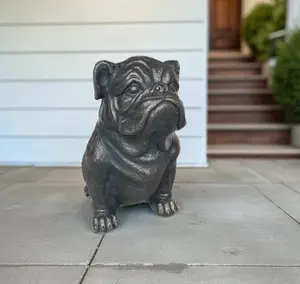 HomeRoots 523611 16 x 16 x 10 in. Black Polyresin Dog Outdoor Garden Statue