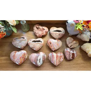 Pink Lace Agate Heart