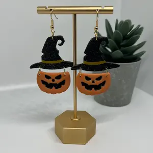 Spooky Jack-o-lantern polymer clay earrings