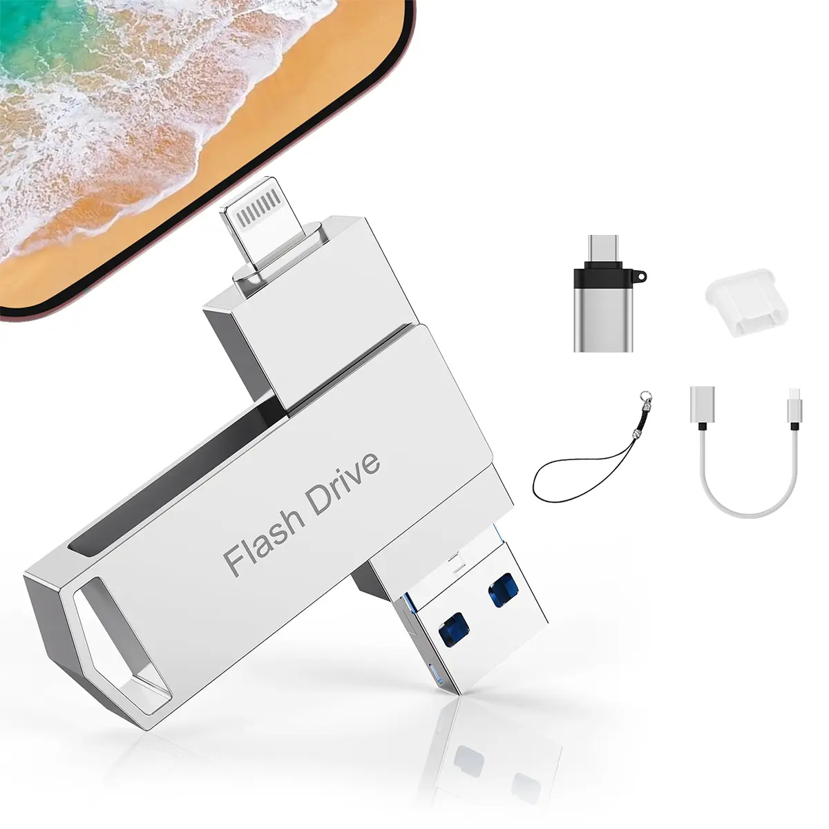 AOBO MFi Certified 256GB Stick Solid State High Speed USB Drive with Type C and USB Drive Dual Port, Thumb Drive Compatible For iPhone Series OTG Android Phone Mac Audio Smart TV 512GB Photo Videos Stick Plug Play No Application Required usb stick lips