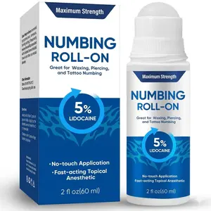 Maximum Strength 5% Lidocaine Numbing Roll-On | Fast-Acting Topical Anesthetic for Tattoo, Waxing & Piercing | No-Touch Applicator for Targeted Pain Relief | Cooling & Soothing Skin Gel