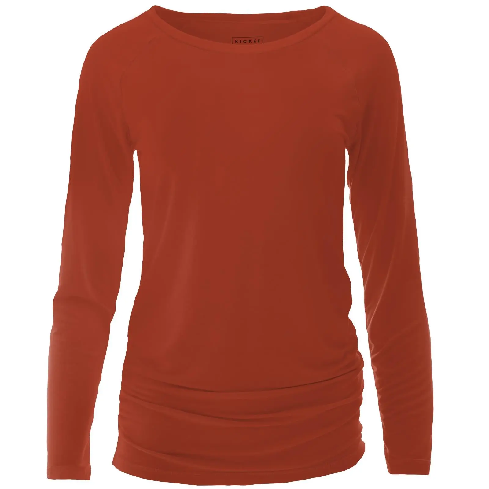 Women's Long Sleeve Raglan Maternity Tee in Red Tea