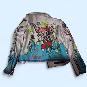 Honey Pot Chrome Jacket with Unique Graffiti Artwork and Distinctive Design