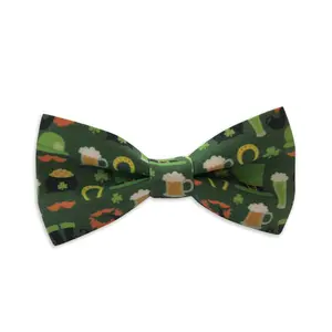 St. Patricks Beers & Beards Dog Collar Bow Tie