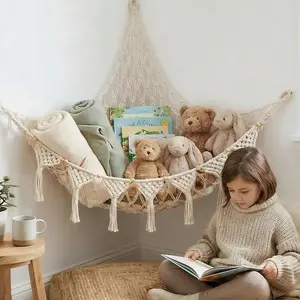 Sturdy Handcrafted Stuffed Animal Net,Organizer Bedroom Plush Toy Holder,Big Wall Hanging Stuffed Animal Storage,Boho Macrame Toy Hammock Organizer Holder,Ideal For Storing Plush Toys And Decorating Rooms