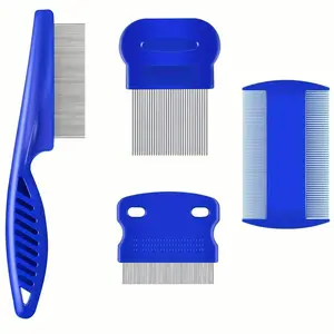 4 Packs Flea Lice Comb, Stainless Steel Dog Cat Grooming Combs With Rounded Teeth, Double Sided Professional Pet Tear Stain Remover, Dematting Tool For Small, Medium & Large Pets Valentine DAY, Valentines Wedding, Birthday,Room Decor , Ramadan Decor, Home