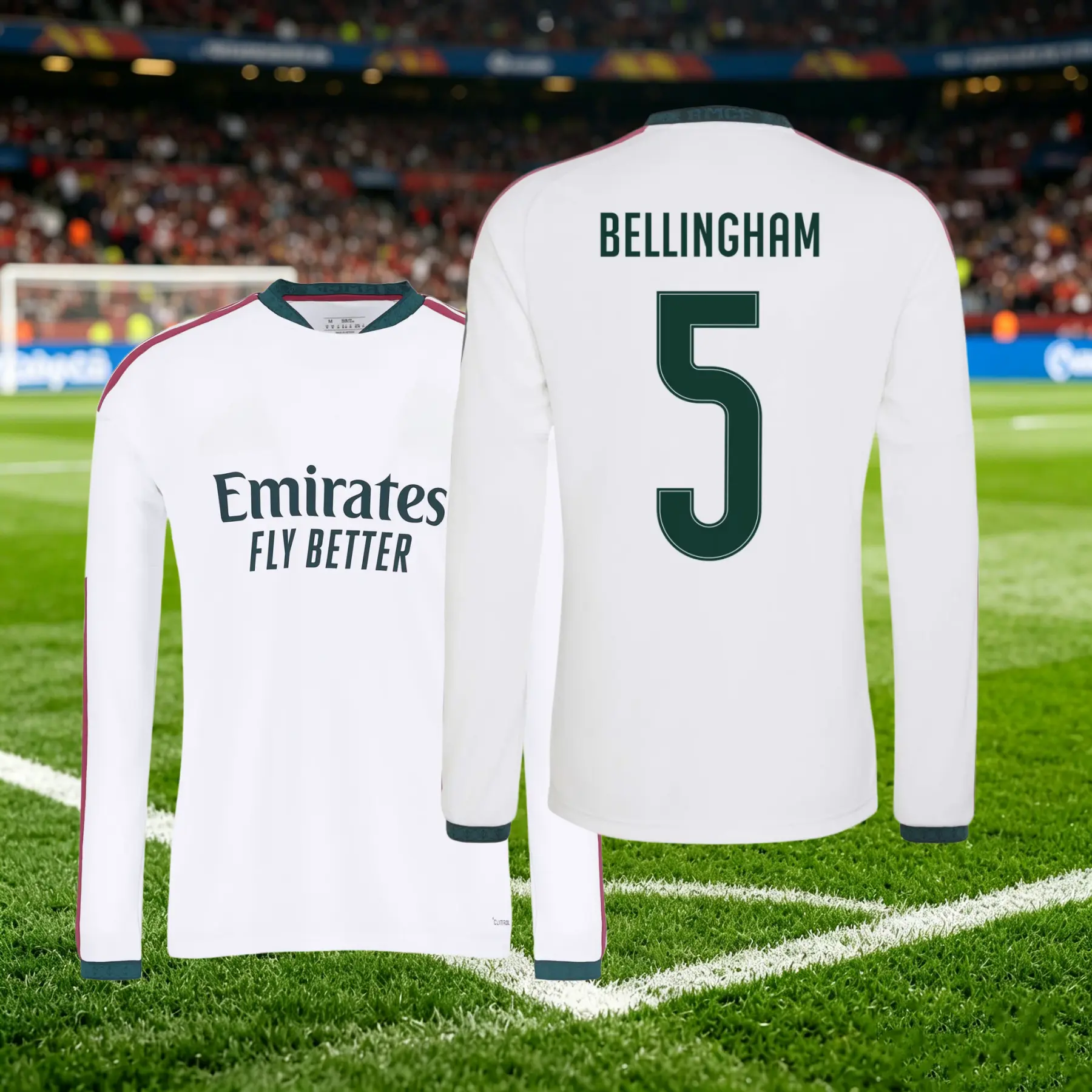26 27 Madrid Home White Long-Sleeve Soccer Jersey No.5 Bellingham Soccer Jersey