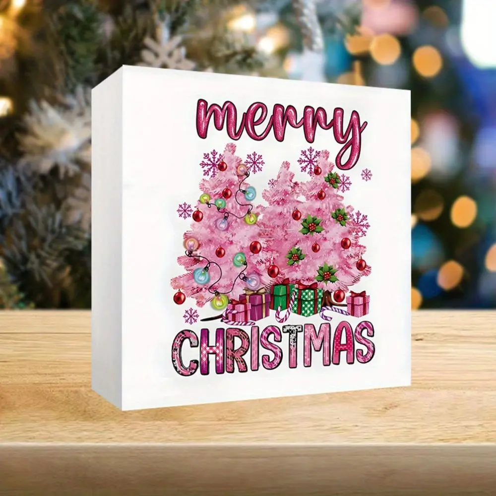 Christmas Tree Pattern PVC Decoration, 1 Count Merry Christmas Desktop Decor, Bookshelf Ornament for Home Office for Holiday Party Christmas