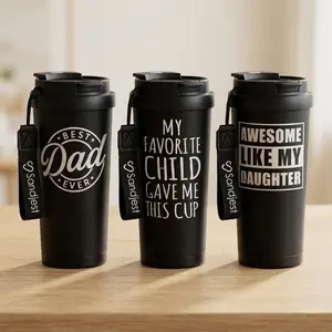 SANDJEST Father’s Day Gift for Him Dad 18oz Insulated Iced & Hot Coffee Tumbler with 2-in-1-Lid, Leak Proof Portable Car-Friendly Cup for Travel