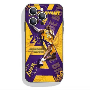 Kobe Phone Case Black IPhone 17 16 15 14 13 12 11 Pro Max Plus Air Soft Silicone TPU Shockproof Anti Drop Protector Anti-Fall Cases Shell Basketball