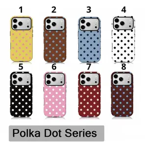 Pink polka phone case Cover for iphone 17 pro max 16 Plus 15 14 13 12 11 Plus Fashion phone case blue white red yellow polka phone case