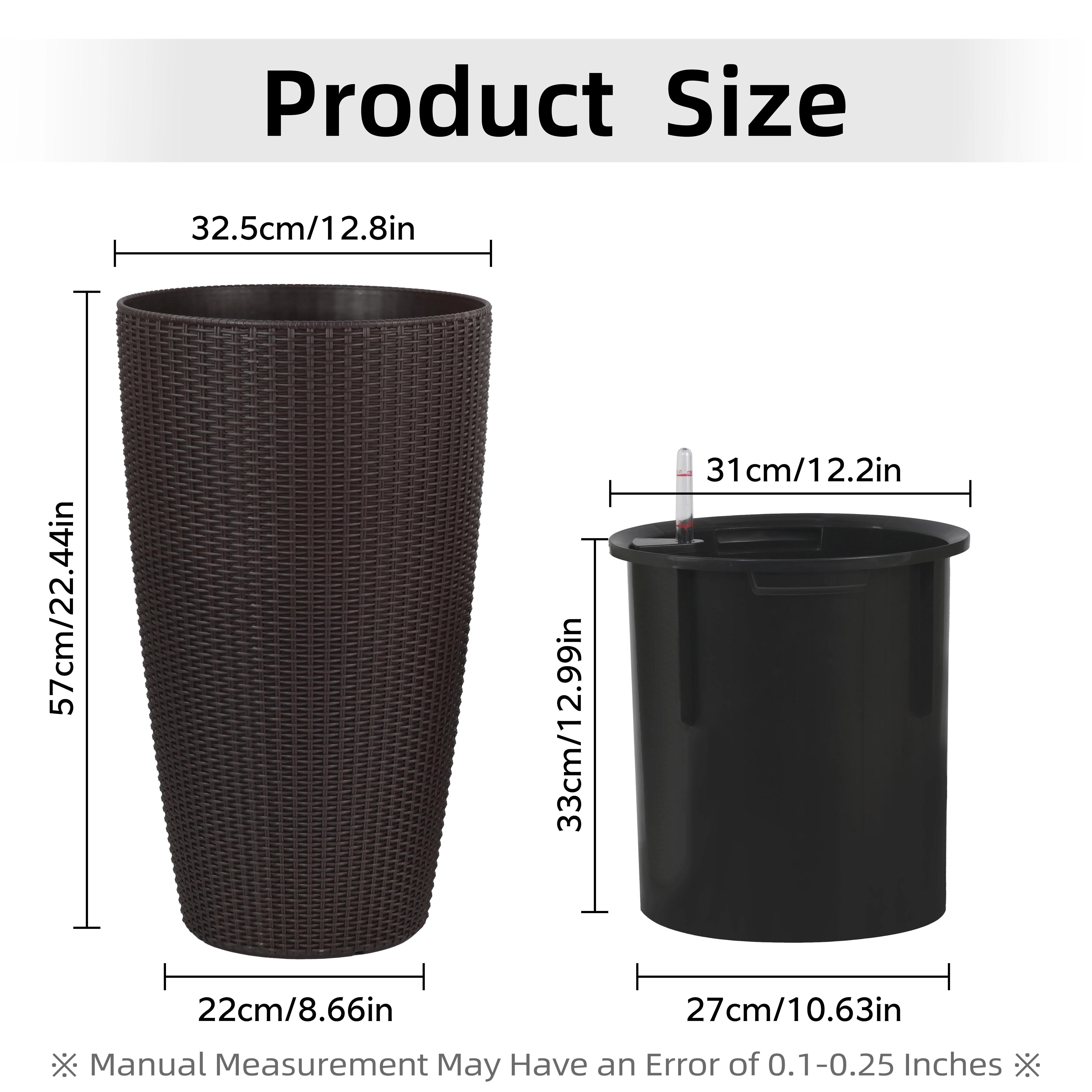 In Stock 22.5.in  Plastic Rattan Self-watering Flower Pot for Indoor and Outdoor Use