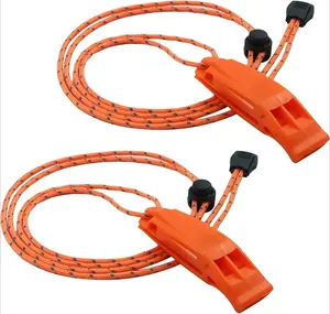 2pcs Emergency Whistles with Lanyard Safety Whistle Survival Shrill Loud Blast for Kayak Life Vest Jacket Boating Fishing Boat Camping Hiking Hunting Rescue Signaling Kids Lifeguard Plastic