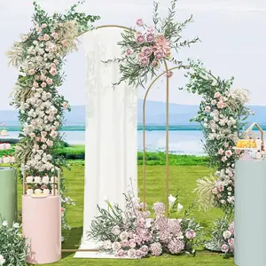 2pcs of Wedding Arch Backdrop Stand, Gold Metal Arch Backdrop Stand, Balloon Arch Stand for Outdoor/Indoor Wedding Ceremony Birthday Party Graduation Decoration,Gold (7.2FT/6FT)