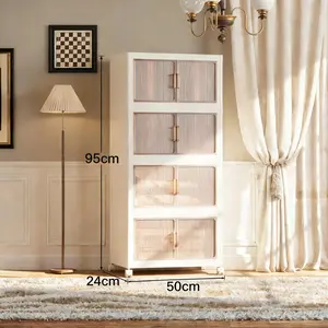 5 Tier Movable Storage Bins Collapsible Stackable Plastic Containers Space Efficient Organizer for Laundry Room Bedroom 95cm Height 50cm Width 24cm Depth