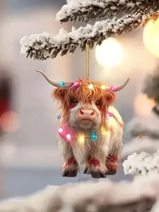 Christmas Highland Cow Shape Decoration, Cute Animal Hanging Ornament, 1 Piece, Perfect for Home Party Holiday Decorations