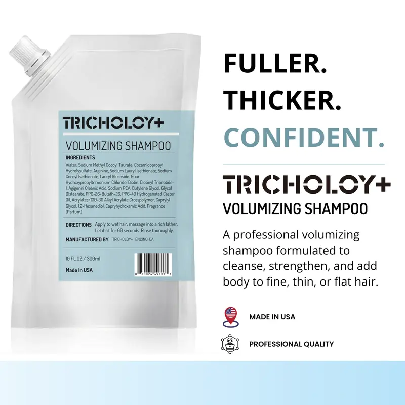 [Buy 1 Get 1 Free] Tricholoy+ Anti-Hair Fall Fortifying Shampoo - Full & Thick, Sulfate Free, Volumizing, Nourishing Multi-Pack with Biotin, Arginine & Oleanolic Acid - Strengthens Roots, Promotes Growth, Controls Oil, Nourishes Scalp - 300ML