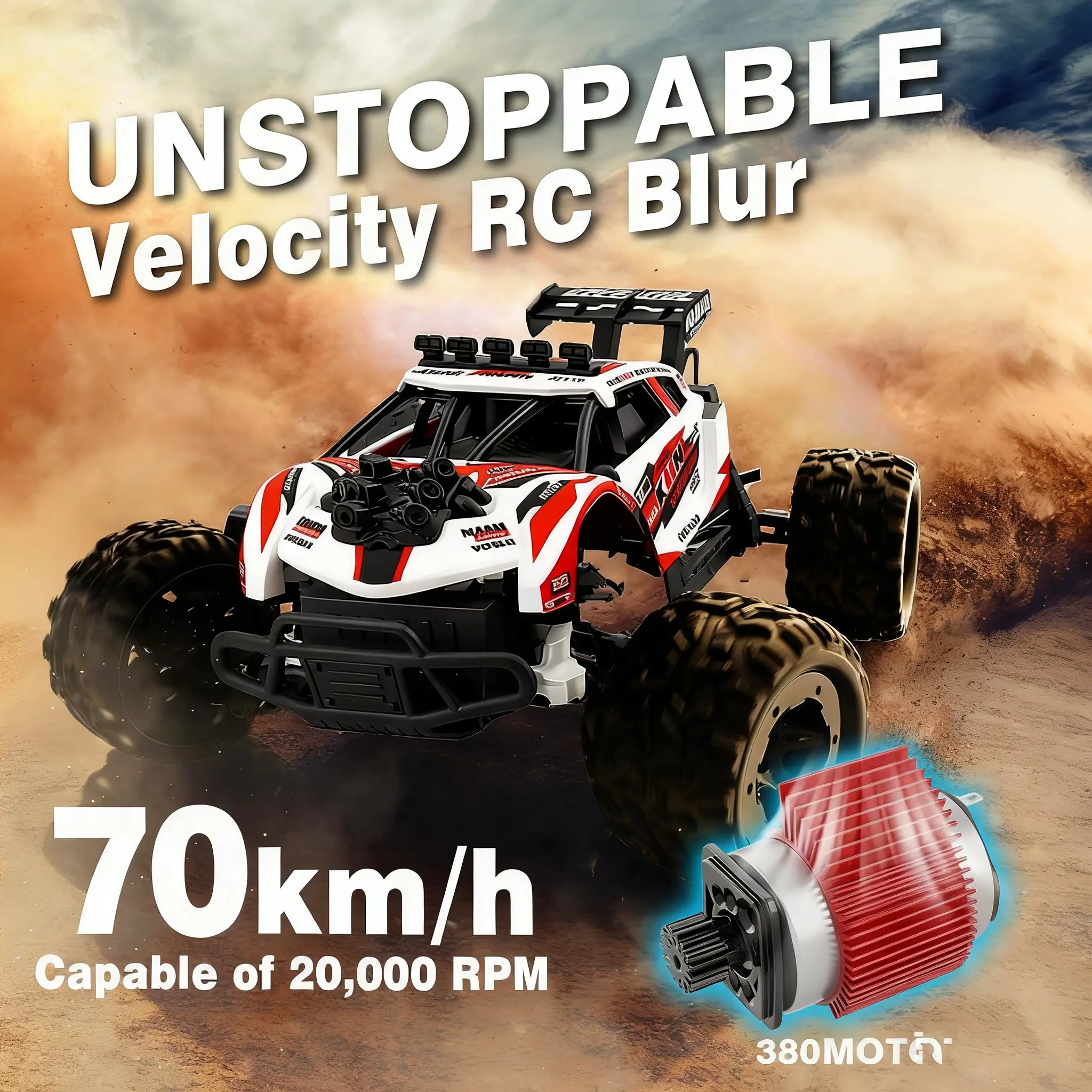 High-speed remote-controlled car, with a maximum speed of up to 70 miles per hour. Electric off-road vehicle, professional racing-style off-road vehicle - the best Christmas gift