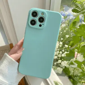 A light cyan straight-edge cube anti-drop Shockproof Protective creatives phone case suitable for Apple 7, 8, 11, 12, 13, 14, 15, 16 Pro, Plus, Max, X, XR / Samsung / Redmi / VIVO / OPPO series phone cases