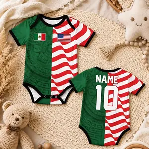 Personalized Mexico USA Baby Bodysuit, Custom Name and Number Baby Jersey, Mexican American Baby Outfit, Baby Clothes, Baby Shower Gift