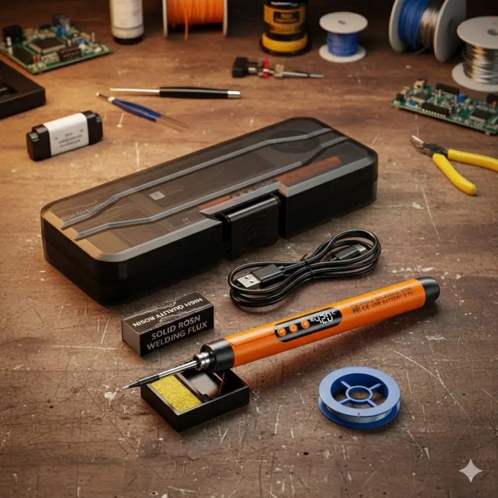 Portable LED Soldering Iron with Digital Display, Fast Heating & Precise Temperature Control, Rechargeable Cordless Design for Electronic Repair, Circuit Welding, and DIY Craft Projects, Durable and Easy to Operate.