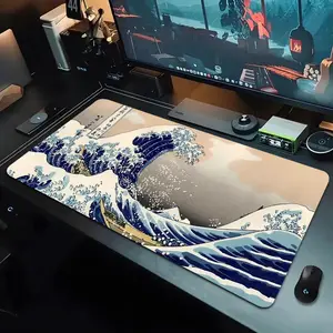 Kanagawa Wave Mount Fuji Mouse Pad Game Design 1000×500mm 900×400mm 800×400mm 600x300mm Large XXL Gaming Mouse Pad - Extended, Thick, Non-Slip Rubber Base Desk Mat with Precision Stitched Edges - Washable Large Desk Pad Gaming Desk Accessory