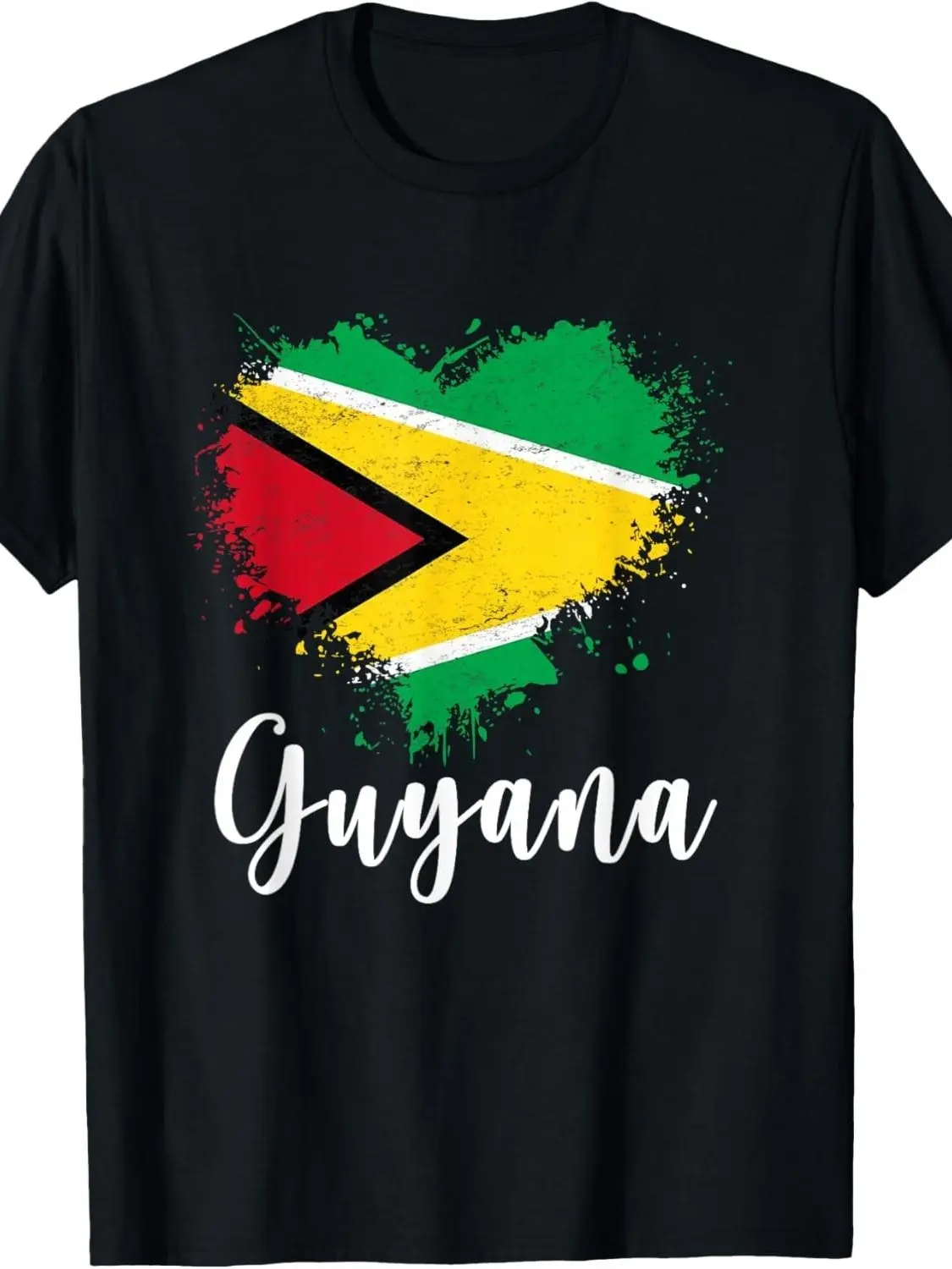 I Love Guyana Flag Heart T-Shirt