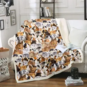 Guinea Pig Fleece Blanket,Cute Cavy Animal Sherpa Throw Blanket for Bed Sofa Couch,Lovely Funny Pet Plush Blanket,Ultra Soft Warm Plush Blanket