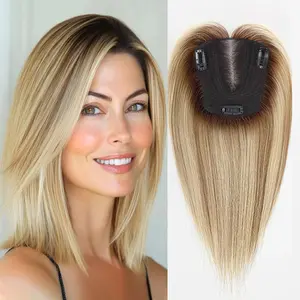 Yetta Beauty Real Human Hair Toppers for Women 10" Fluffy Natural 12*13CM Base Clip in Bangs with Wispy Bangs Hand- hair  topper360° Glueless Kinky Straight hair extensions tape in extensions