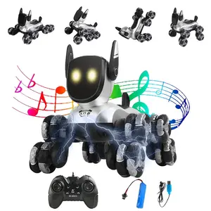 Remote Control Dog Toy Car, 8wd LED LightsMusic, Interaction, 360° Spin Drift,Interactive Smart Robot, Gift for Kids BoysGirls, Realistic Robot Puppy, 2.4GHz
