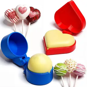 2 Pcs Round and Heart Cake Pop Mold Press Set Sphere and Heart Cake Pop Cutter Pusher Baking Tools for Home Baking Birthday Parties Wedding Desserts